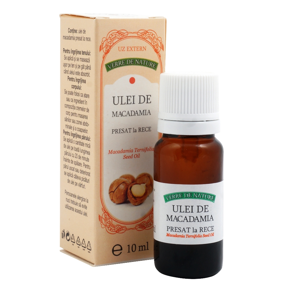 Ulei de macadamia bio presat la rece, 10 ml, Manicos